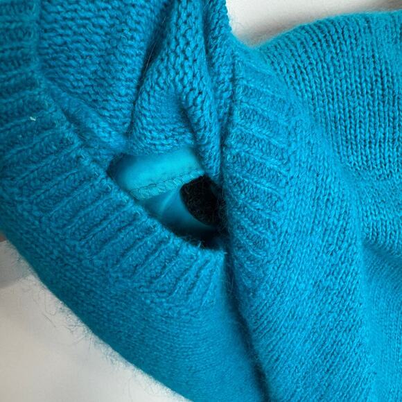 Vintage Teal Blue NEW Button Down Silk Blend Sweater Medium - Picture 8 of 8